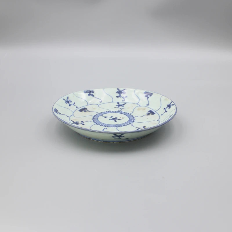 1489古陶瓷-清雍正青花灵芝纹赏盘