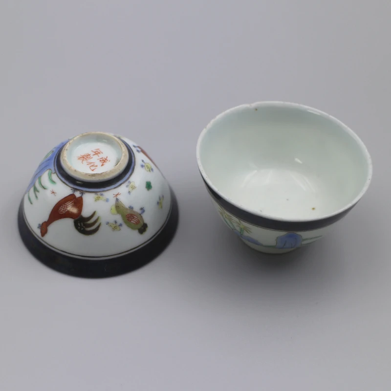 1018古陶瓷-晚清斗彩鸡缸杯一个(拍下商品以直播间展示为准)