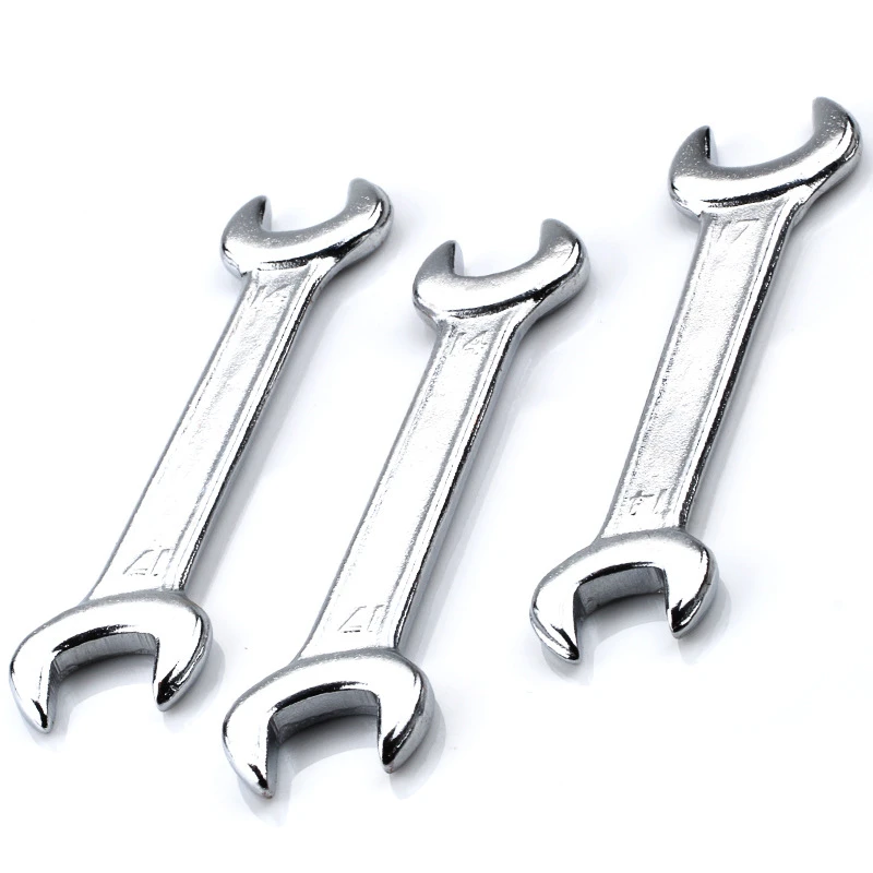 镀铬双头呆扳手锻压锻打两头开口扳手8-19配套赠品工具厂家yd3