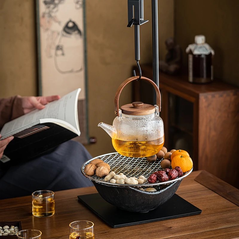 围炉煮茶电陶炉2023新款自在钩煮茶壶玻璃烧水壶煮茶器电热炉静音