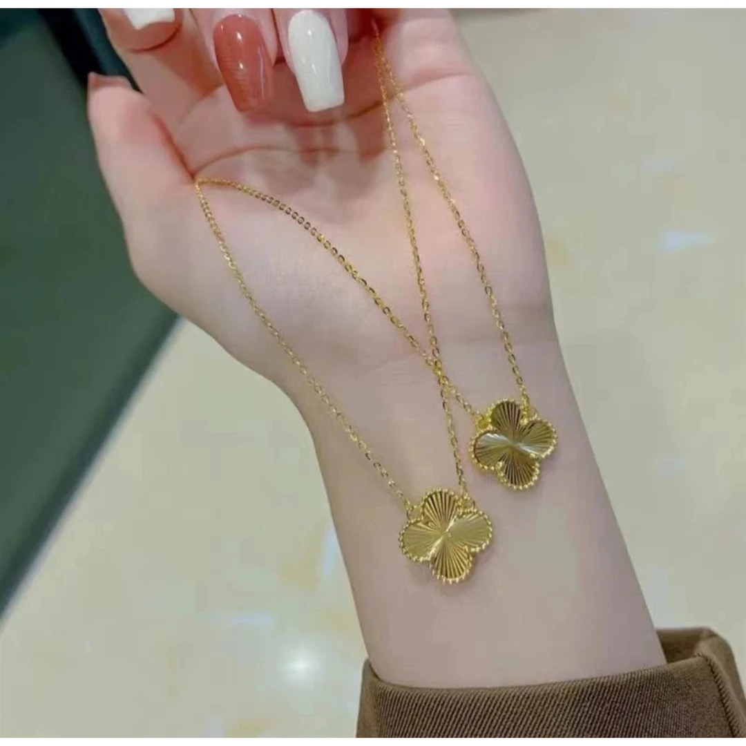 坠链均925银 镭射四叶草吊坠女轻奢百搭时尚小众高级感颈链送女友