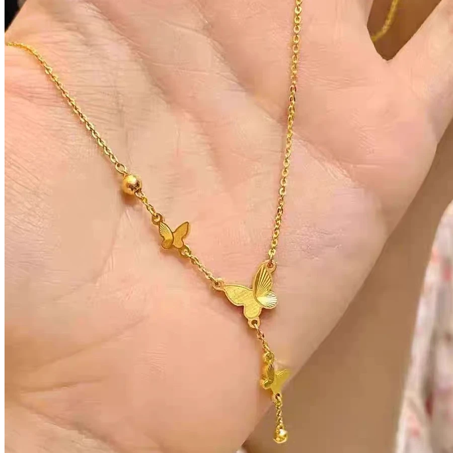 坠链均925银 蝴蝶套链时尚气质锁骨链双面百搭精致新款配饰简约