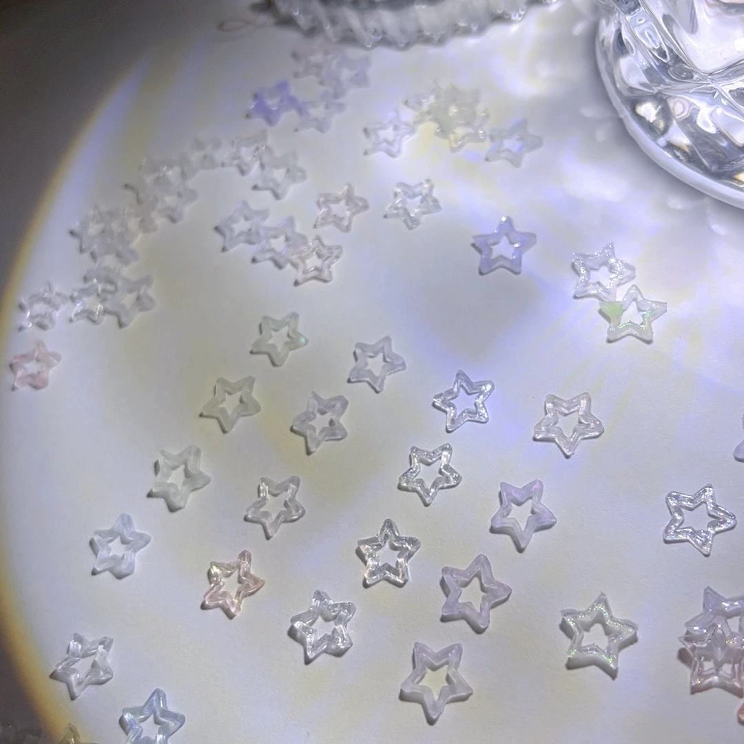 瑶瑶美甲钻饰品树脂7*7镂空爱心100颗+8*8镂空五角星100颗冰透