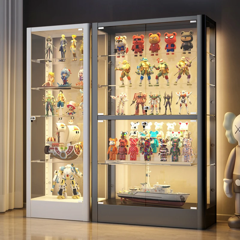 手办展示柜玻璃柜透明礼品积木模型展示柜乐高陈列柜家用带灯展架