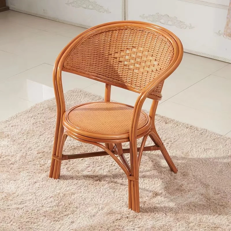 天然真藤椅休闲阳台家用看书小藤椅单人靠背藤编椅老人现代简约椅