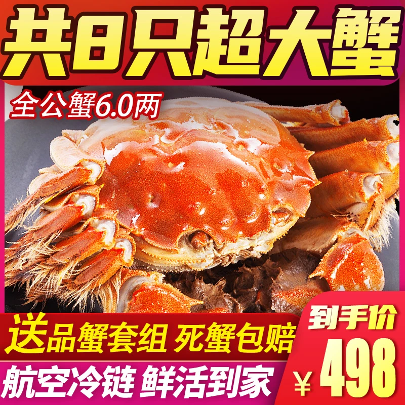 【活蟹】全公6.0两【爆膏爆黄】【巨无霸】8只 精品湖中醉大闸蟹T8