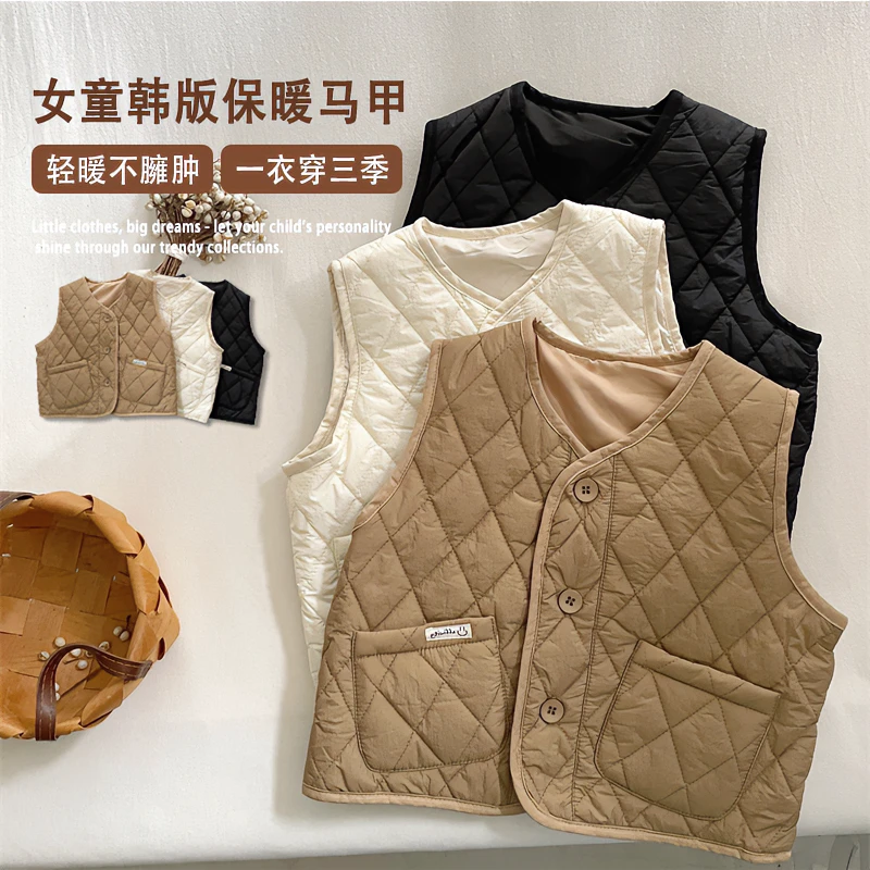 女童马甲爆款2024新款网红款男宝宝夹棉加厚外穿秋冬洋气背心坎肩