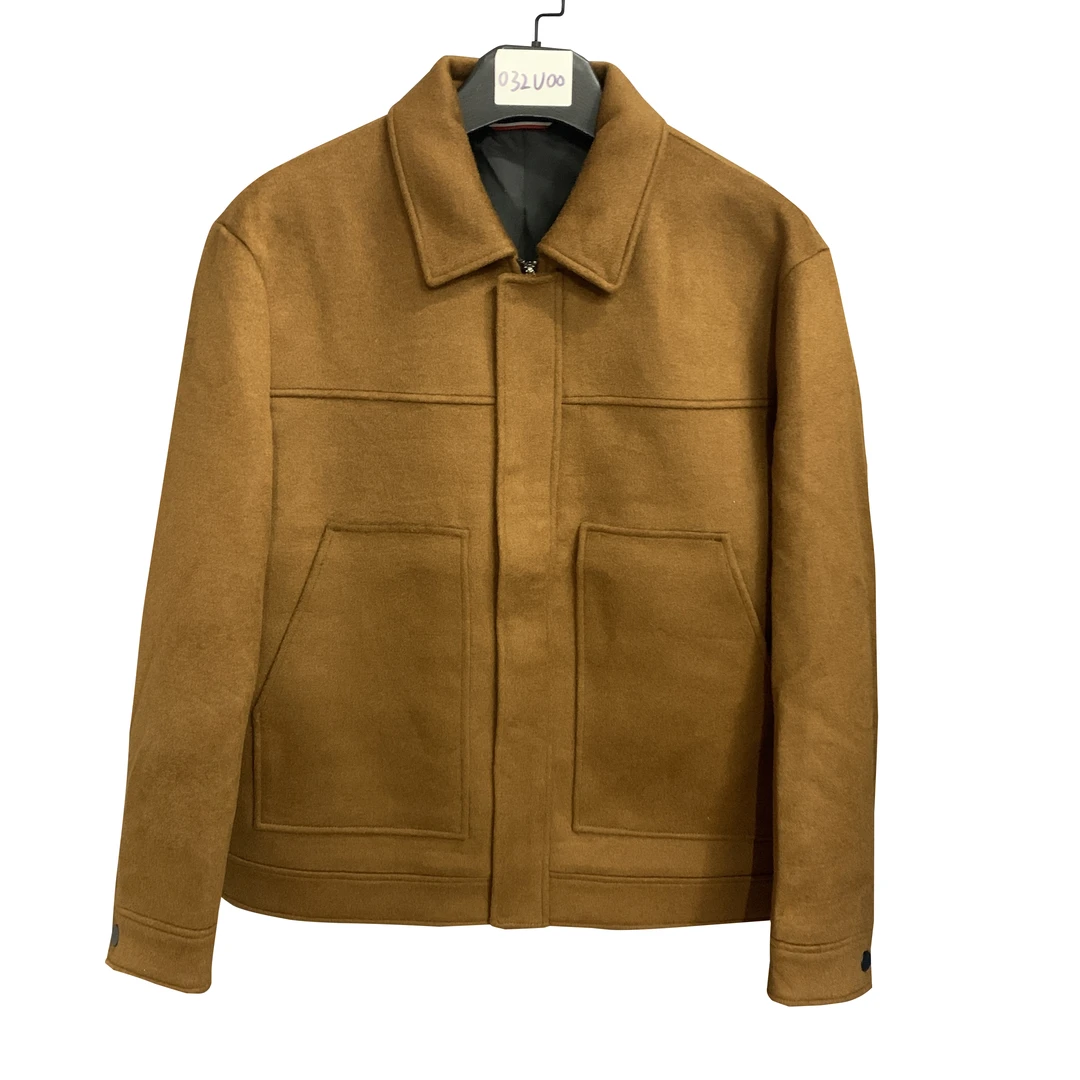 鸟【翻领绵羊毛夹克】焦糖色夹克秋冬厚款商务休闲男士短外套JK001