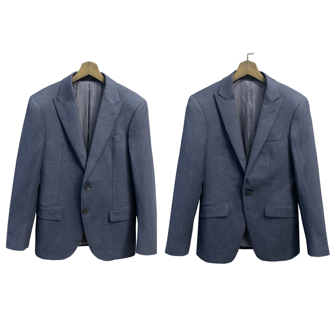 鸟【美丽诺羊毛+桑蚕丝】藏青色戗驳领单扣双叉秋单西XZ110