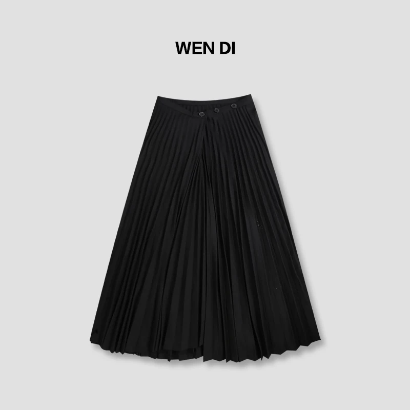 时尚百褶半身裙中高腰A字裙新款垂感显瘦时髦百搭赫本风裙子