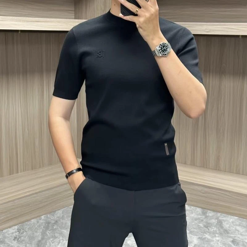 秋冬男士羊毛打底针织衫商务休闲轻奢高品质毛衣圆领短袖修身百搭