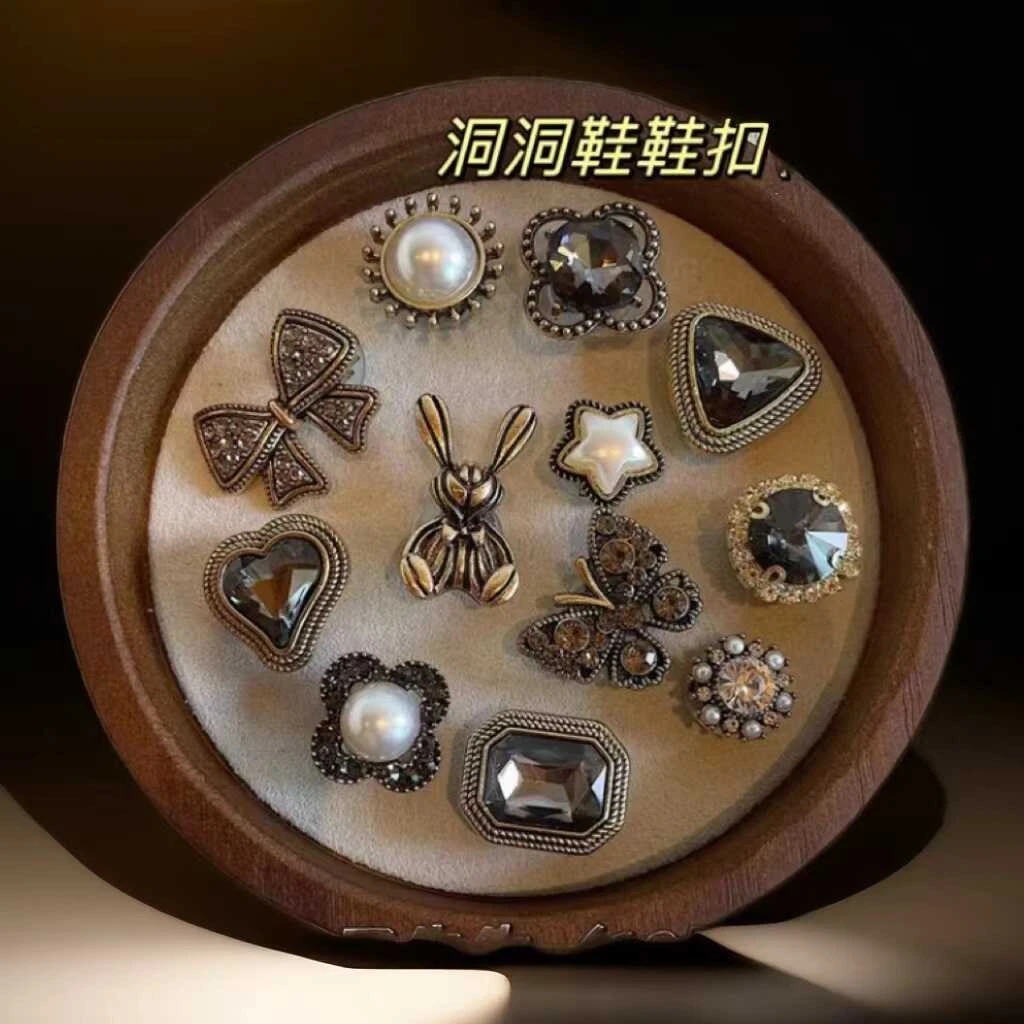 洞洞鞋鞋花鞋上装饰扣水钻配饰品巴洛克钻石鞋贴配件可拆卸diy