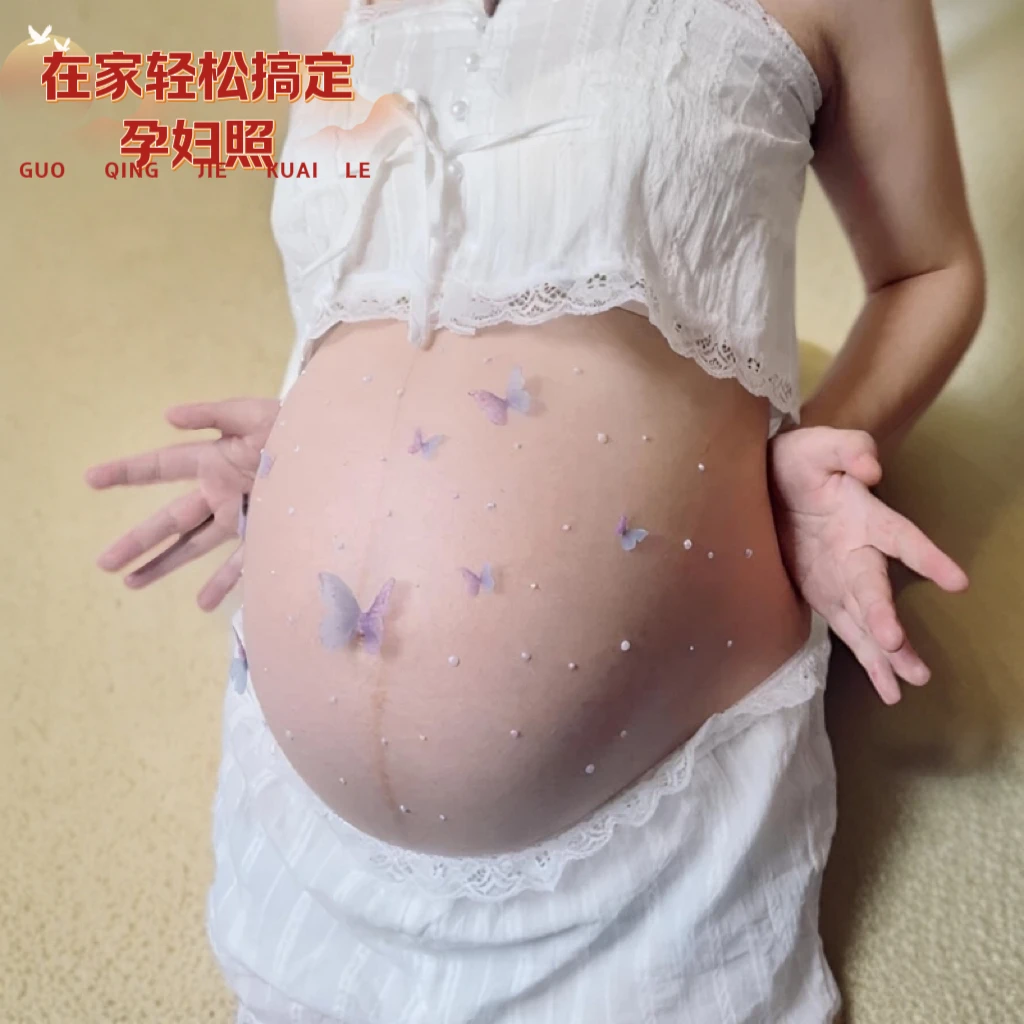 贴纸彩色大肚子拍照道具装饰品水晶钻贴纸可爱孕期造型钻孕妇
