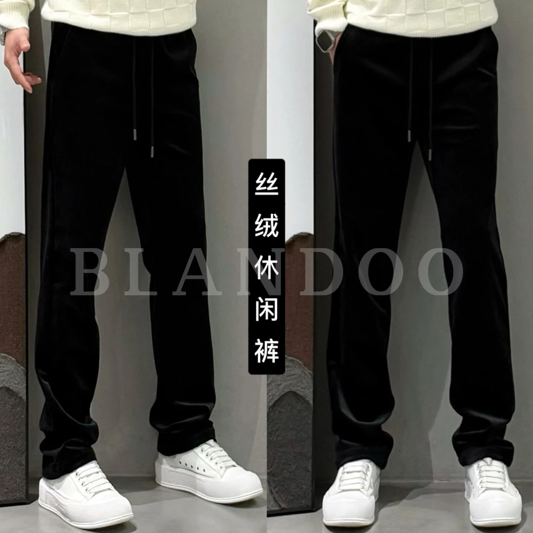 BLANDOO “秋冬胶囊”  男士舒适百搭垂感丝绒直筒休闲裤6BD6070