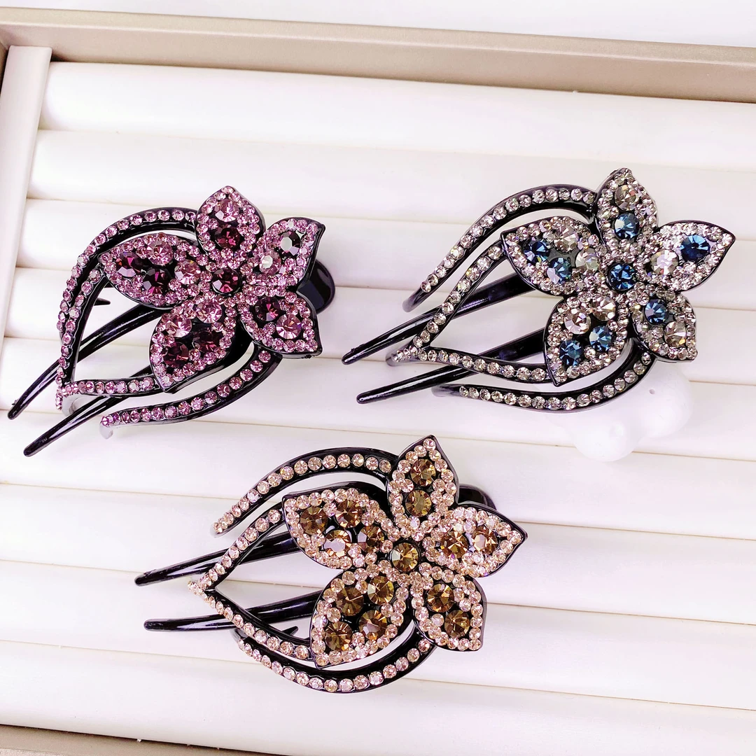 SHUSHIGE/梳饰阁新款轻奢三齿鸭嘴夹优雅气质成人百搭钻发夹发卡