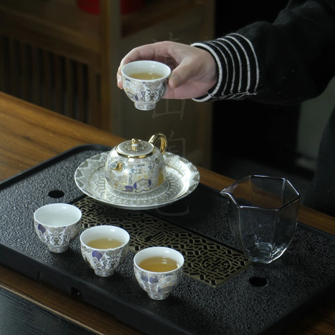 陈德生大师手作茶壶唐卡套装创意家用家用茶具中式珐琅彩136