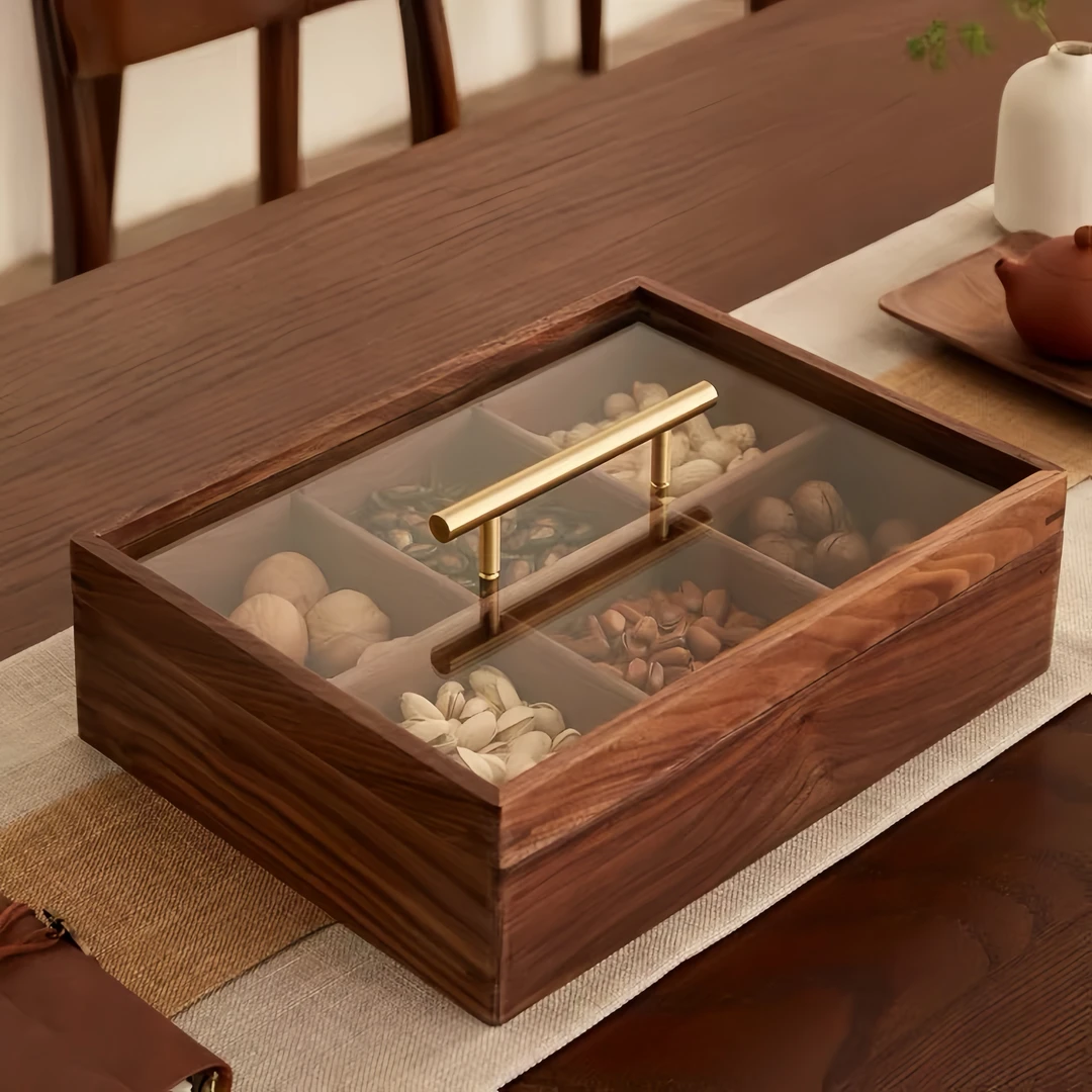 实木轻奢干果盘糖果盒坚果收纳盒家用客厅茶几水果点心零食摆放盘