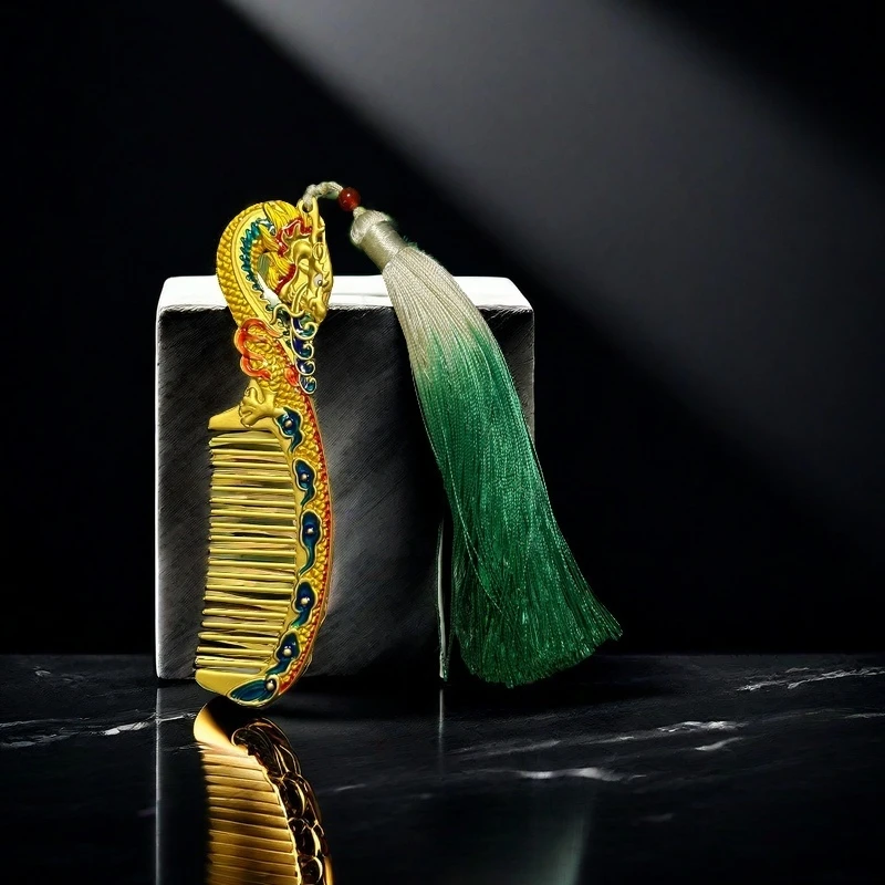 龙凤金色发簪气质梳子复古国风