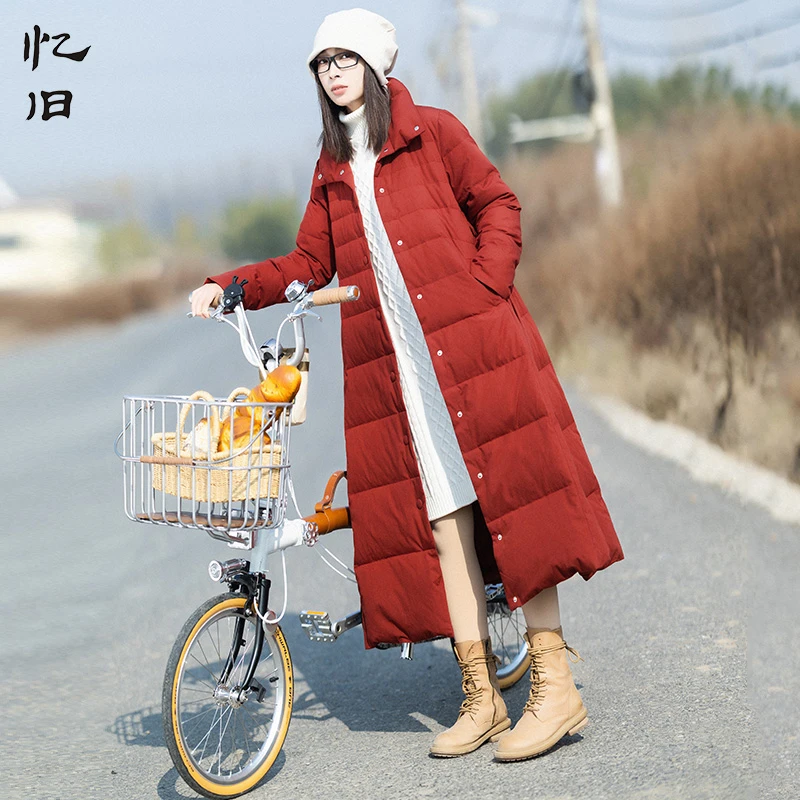 现货1082【朱颜酡】复古红保暖羽绒服女冬季时尚白鸭绒保暖外套