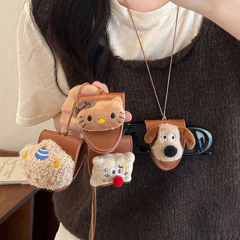 可爱减龄ins猫咪小狗项链墨镜挂脖夹便携带防丢眼镜毛衣链配饰女