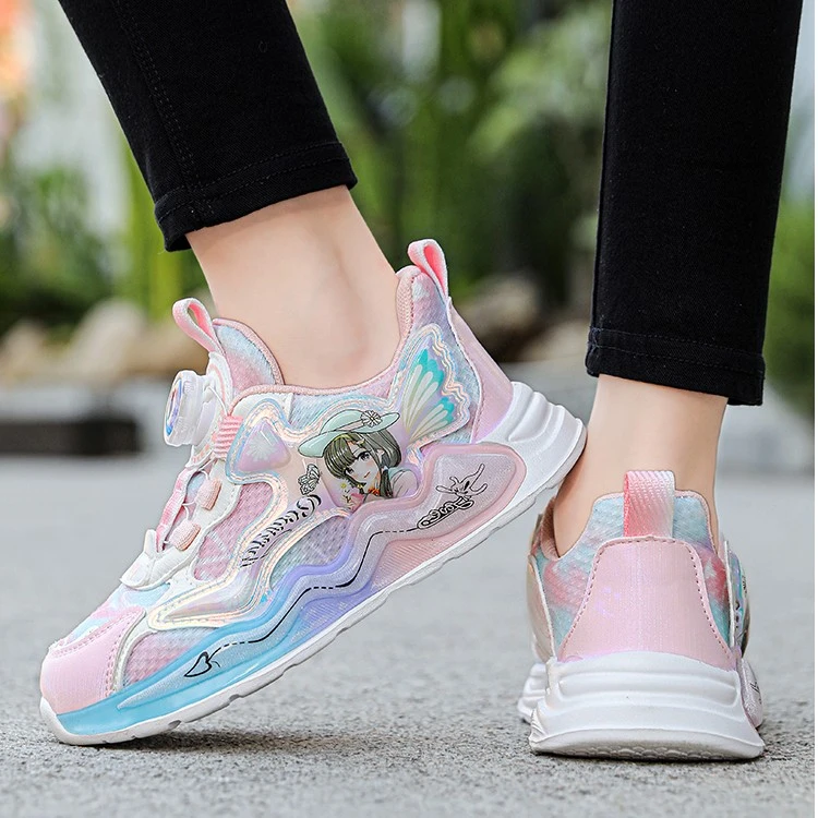 2024新款秋季儿童透气运动网鞋旋转口中大童网面老爹鞋