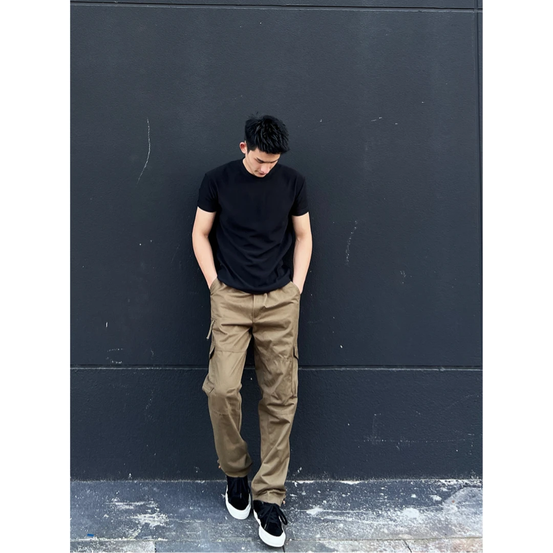 周末早起 美式复古休闲裤立体剪裁全棉透气直筒大码宽松工装裤男