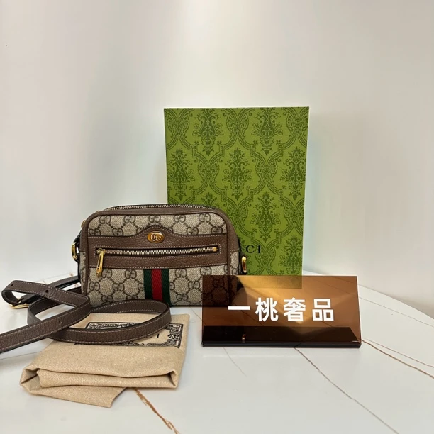 95新 GUCCI/古驰 一桃/古驰 op相机包斜挎