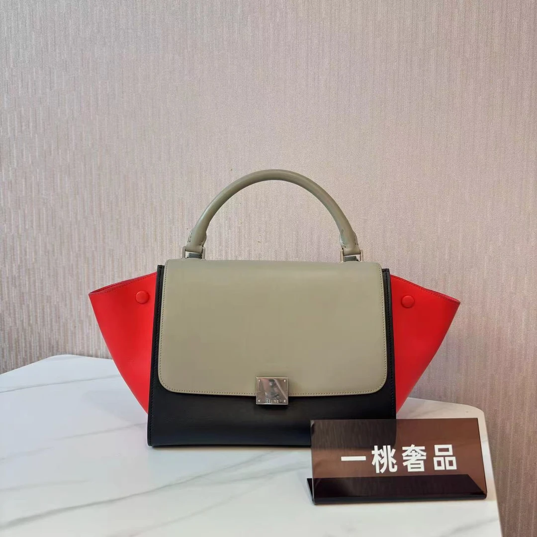 95新 Celine/思琳 一桃/实际97新/思琳 秋千拼红手提包
