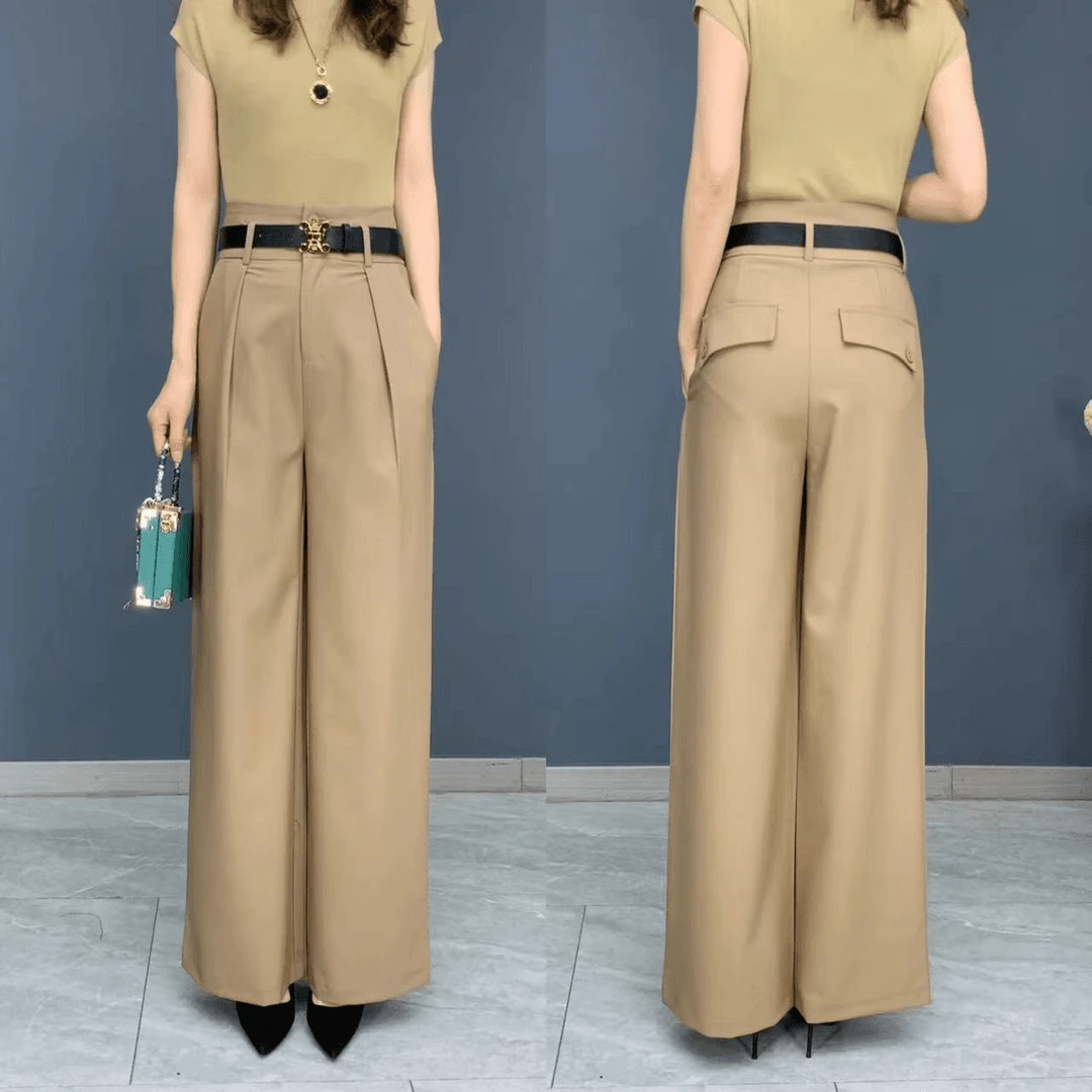 【送腰带】夏季薄款洋气高档阔腿裤女垂坠感西裤气质休闲显瘦女裤子