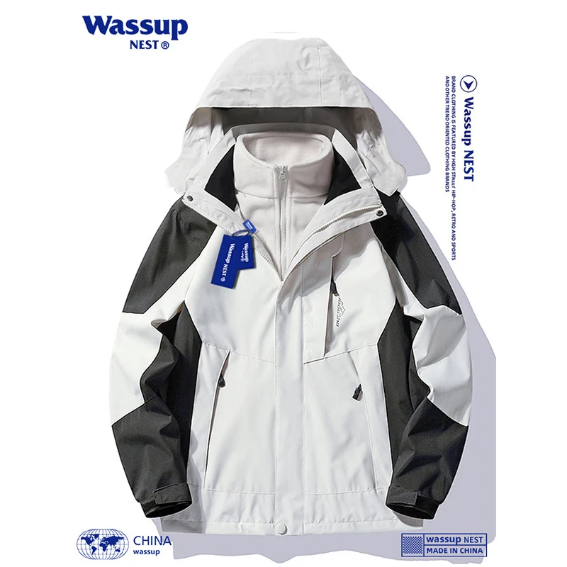 WassupNest三合一可拆卸防风防水保暖加厚男女户外登山服两件套装
