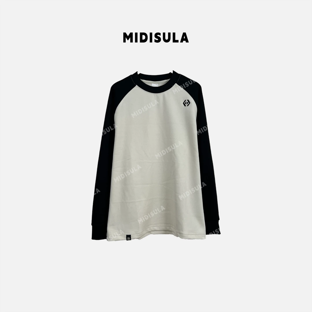 【H.MDSL】插肩袖加厚磨毛卫衣男简约圆领长袖T恤打底衫#3233