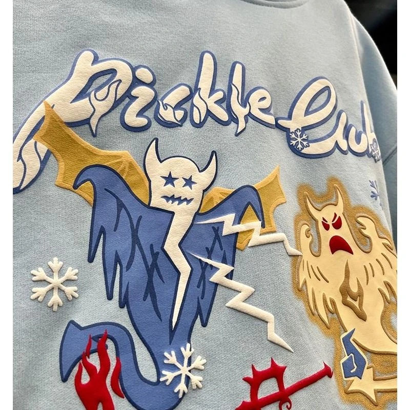 【何秋事同款】梁拌泡菜嘻哈印花连帽卫衣男女宽松潮牌情侣上衣服