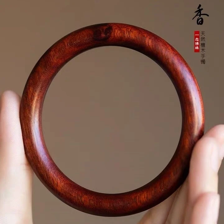 天然红木小叶紫檀圆条手镯51-67圈口新国式民族风8m圆条手镯复古