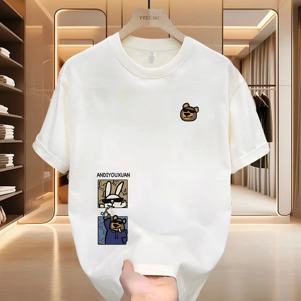 雷顿卡斯美式痞帅重磅短袖T恤青年男女百搭款夏季ins潮牌圆领上衣