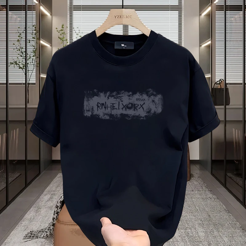 重磅纯棉短袖T恤青年男士夏季ins潮牌街头宽松圆领上衣