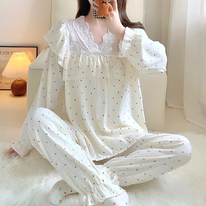 软乎乎睡衣女春秋款长袖云朵棉新款甜美公主风闺蜜冬季家居服套装