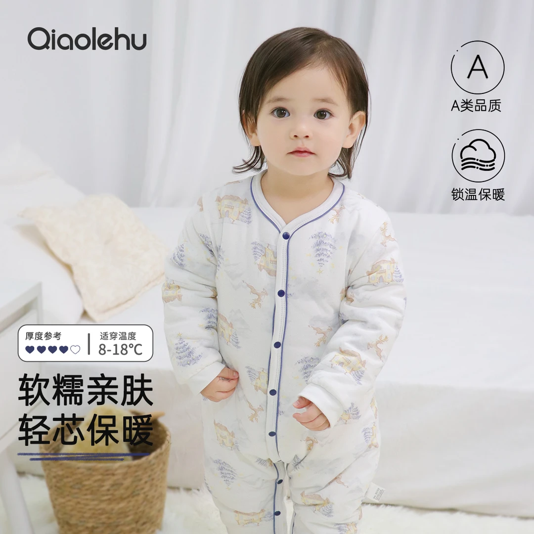 婴儿衣服秋冬新款150g夹棉婴儿连体衣宝宝加棉保暖婴幼儿加厚衣服