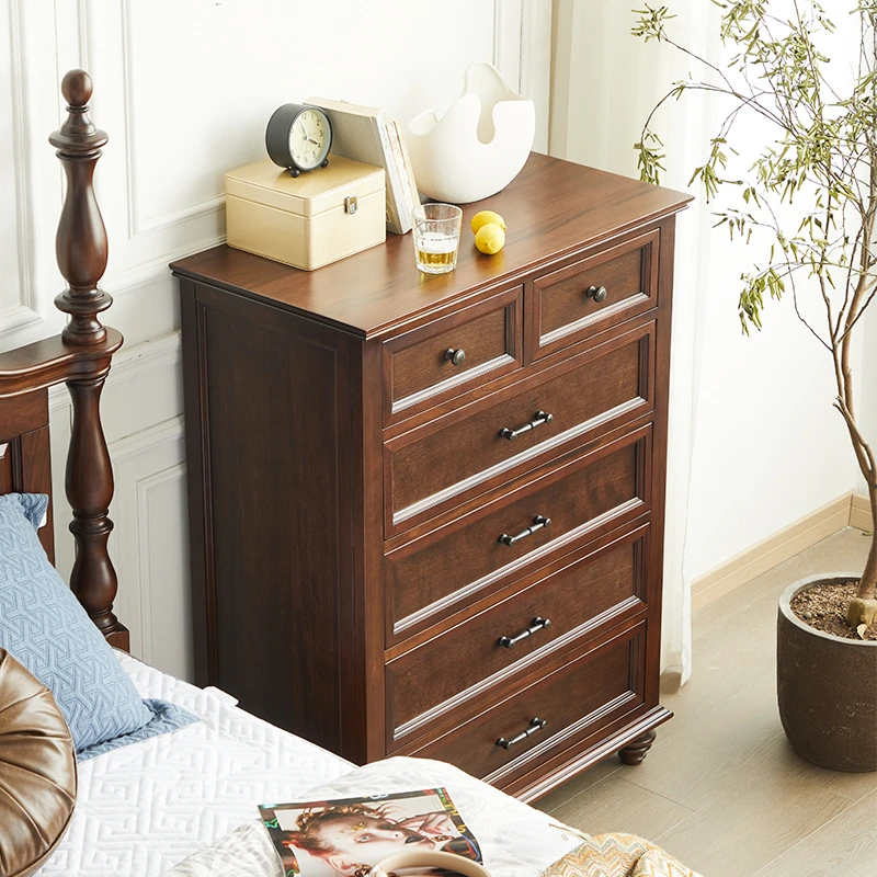 惠家名匠简约美式核桃木全实木高斗柜卧室美六斗柜客厅储物柜
