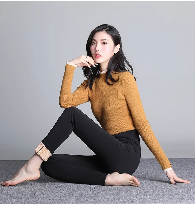 薄绒/厚绒   加绒加厚高腰一体裤打底裤女保暖棉裤加绒加厚小脚裤