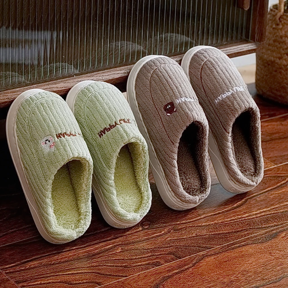 秋冬季新款轻便居家防滑男女情侣款室内可外穿保暖皮拖鞋软底厚底