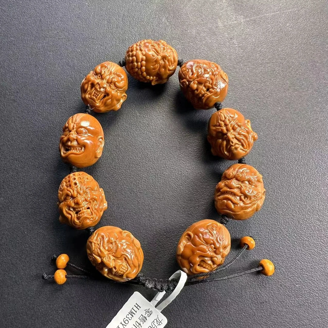 精品核雕—龙虎恶僧—手工橄榄核雕