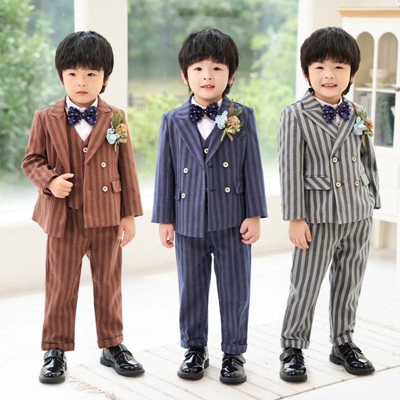 儿童西服套装秋冬英伦绅士花童婚礼服新款男童周岁生日摄影服主持