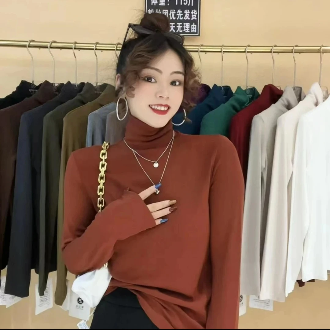 【堆堆领】气质秋冬新款女装打底衫女内搭上衣高领显瘦百搭长袖T恤