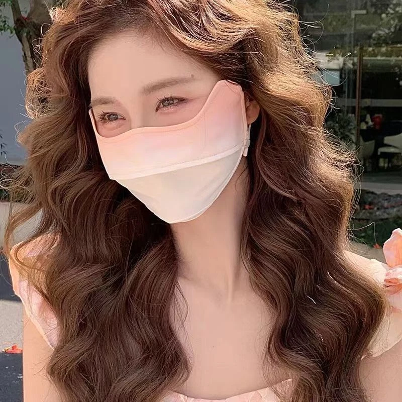 渐变色冰丝防晒口罩女夏遮阳透气全脸护眼角防紫外线薄款遮脸面罩