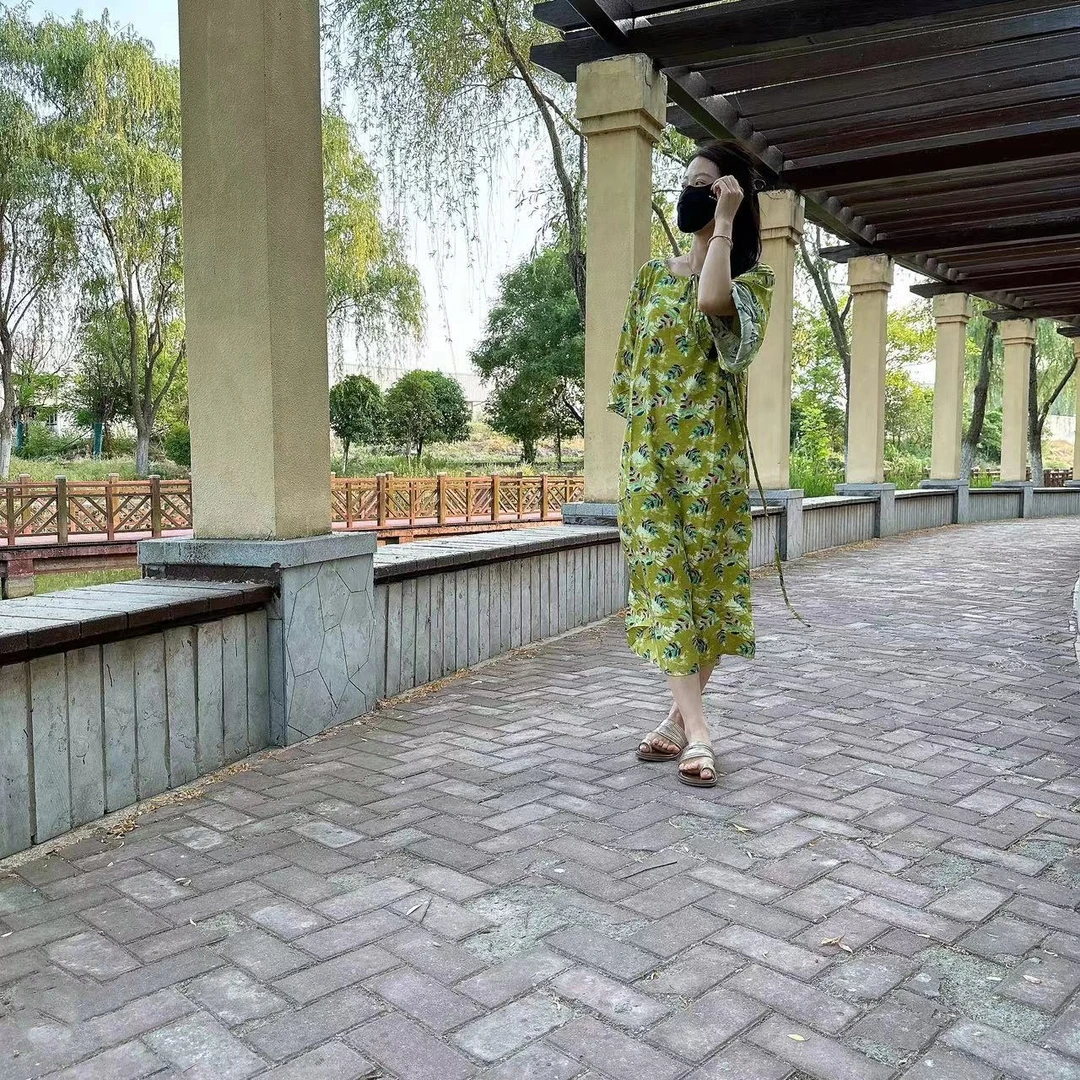 （宏源E家）夏季女士休闲碎花长款气质时尚可外穿睡裙