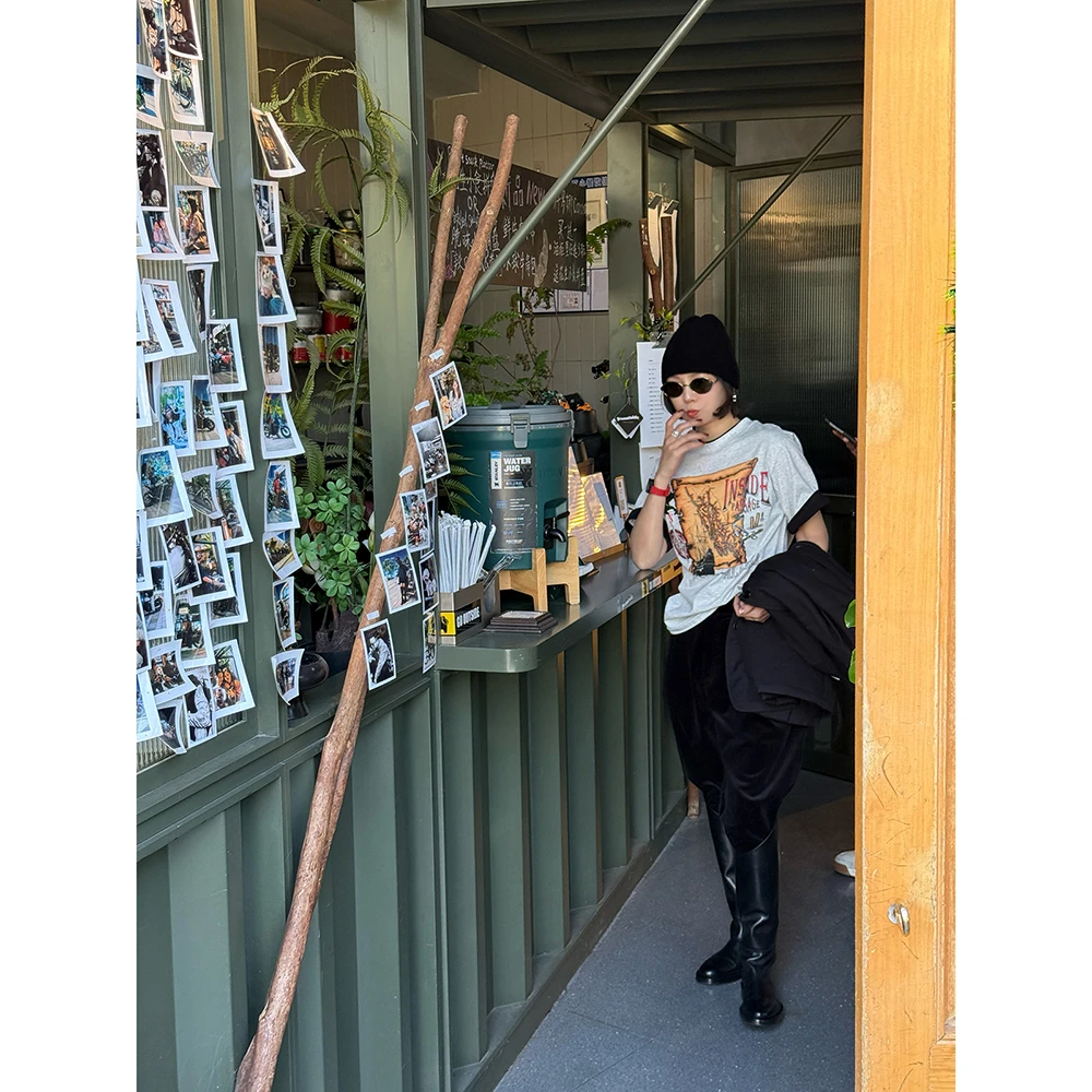 SHIIEELL美式老钱撞色圆领航海印花图案T恤P0023