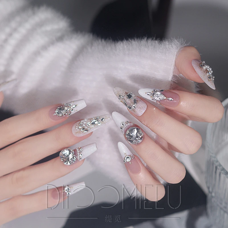 【狮子座】缇觅轻奢纯白蹦迪球全华子钻纯手工可拆卸式穿戴甲