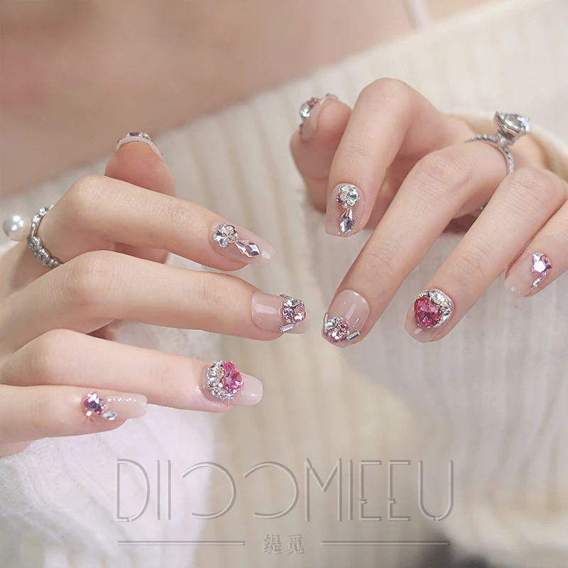 【怦然心动】缇觅碎钻爱心全华子钻纯手工可拆卸式穿戴甲