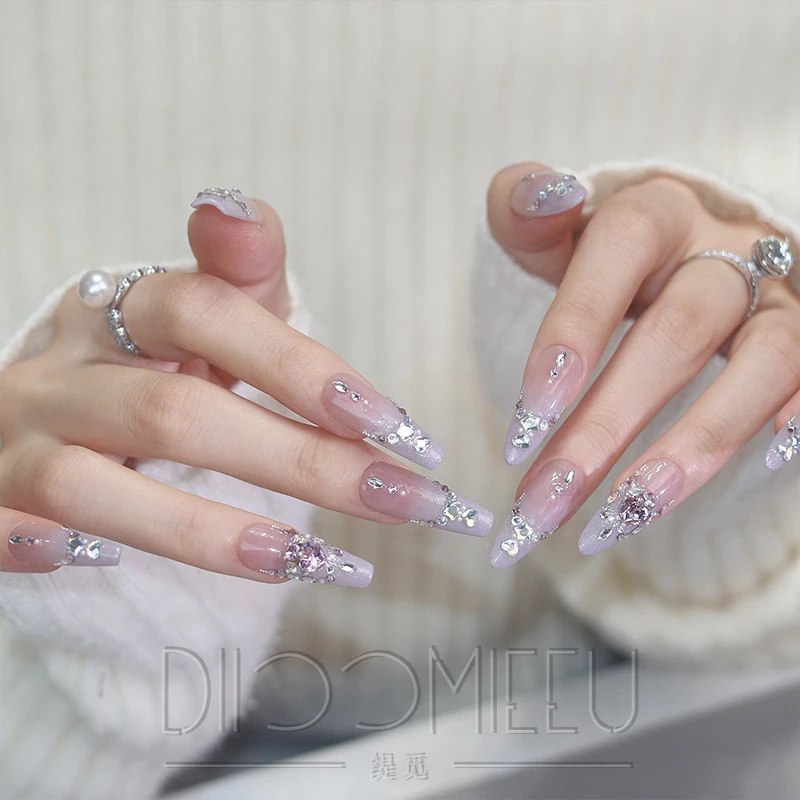 【清梦】缇觅轻奢碎钻猫眼桃心全华子钻纯手工可拆卸式穿戴甲