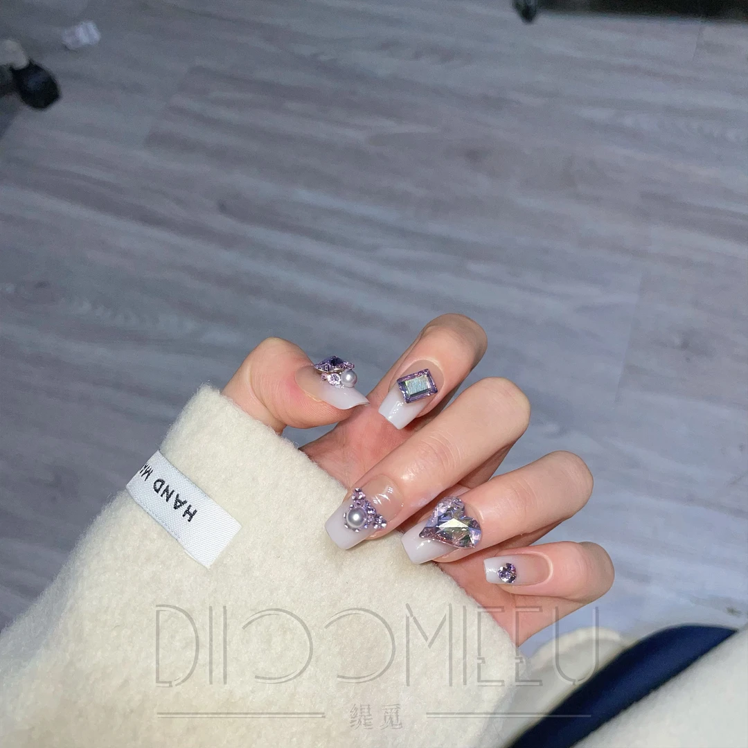 【紫烟】缇觅轻奢全华子钻纯手工可拆卸式穿戴甲